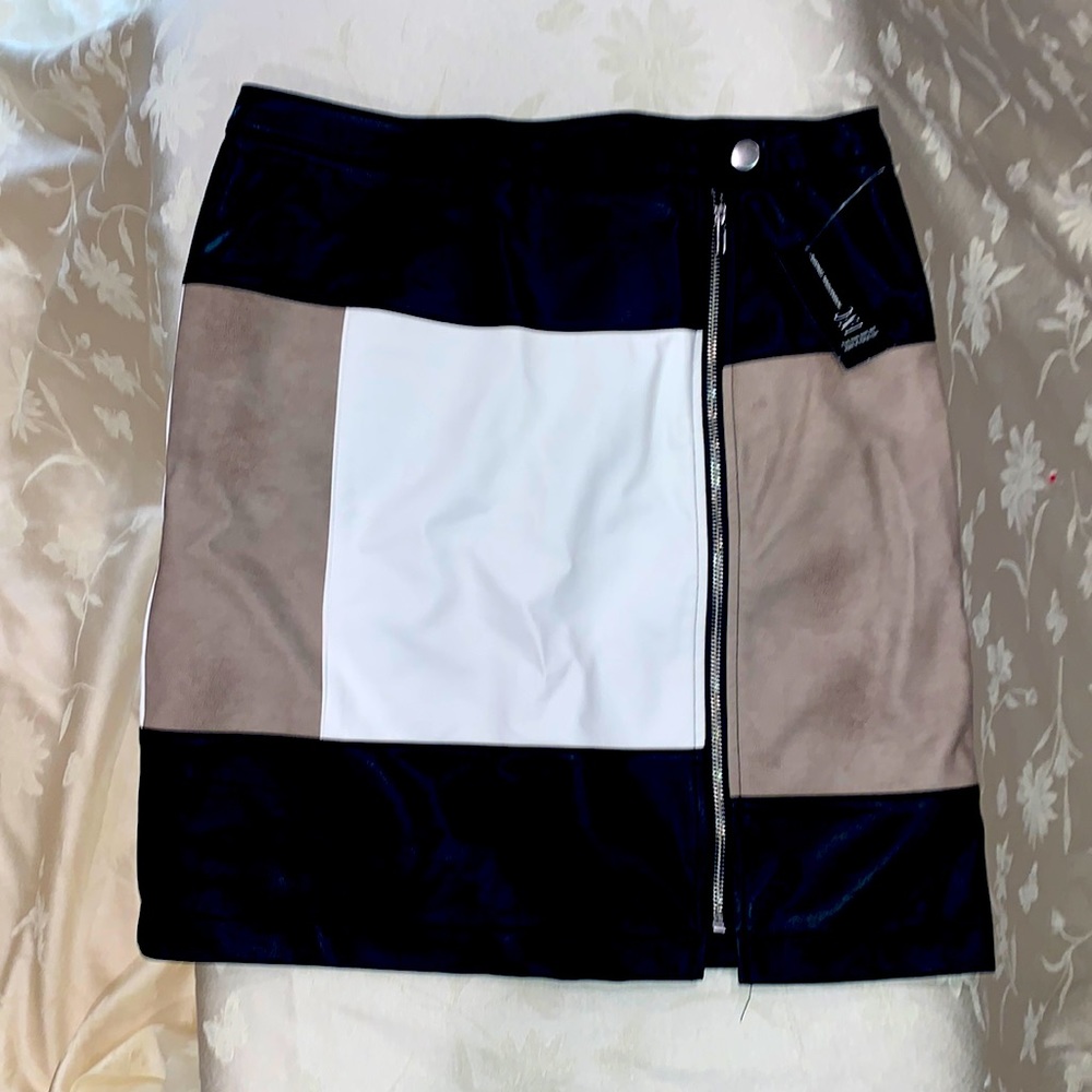 INC color block skirt - faux leather- size 8